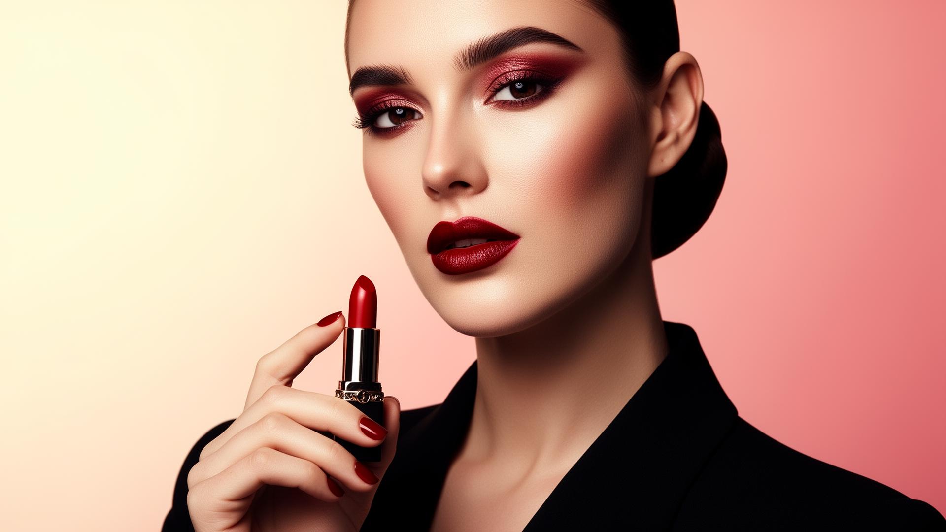 Modelo com maquiagem editorial sofisticada